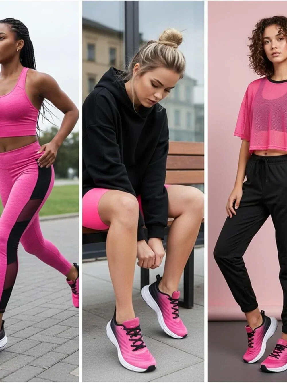 Women's Rose Red Black Running Shoes Breathable Casual Non Slip Walking Sneakers
